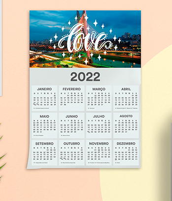 25 Calendários de Parede - 20x27 cm - Couchê 250g