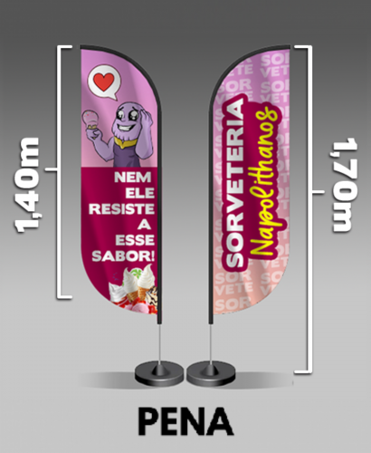 Wind Banner 1,70 x 0,47 m - Tecido c/ 1,40 x 0,47 m