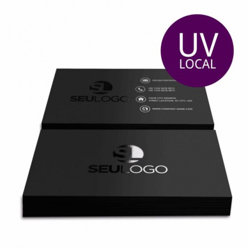 1000 Cartões de Visita - Laminação Fosca e Verniz Localizado - Corte Reto