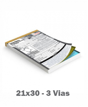 100 Talões A4 - 21 x 30 cm - 3 Vias 25x3
