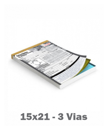 25 Talões A5 - 15 x21 cm - 3 Vias 25x3 - Autocopiativo