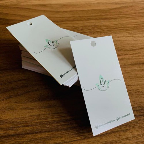500 Tags Personalizadas c/ furo de 5 mm - 4/0 Frente