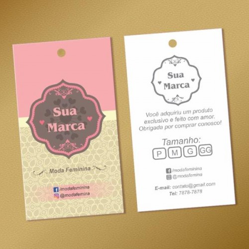 1000 Tags Personalizadas c/ furo de 5 mm - 4/4 Frente e Verso