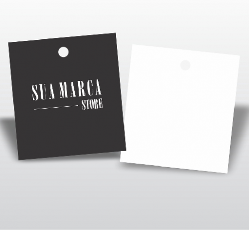 250 Mini Tags Personalizadas c/ furo de 5 mm - 4/0 Frente