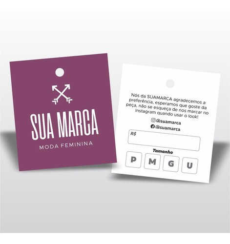 500 Mini Tags Personalizadas c/ furo de 5 mm - 4/4 Frente e Verso
