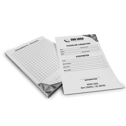 1000 Fichas A4 - 21x30 cm - Papel Offset 180g - 1/1 Frente e Verso (Preto e Branco)