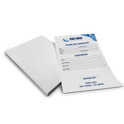 500 Fichas A4 - 21x30 cm - Papel Offset 180g - 4/0 Frente (Colorido)